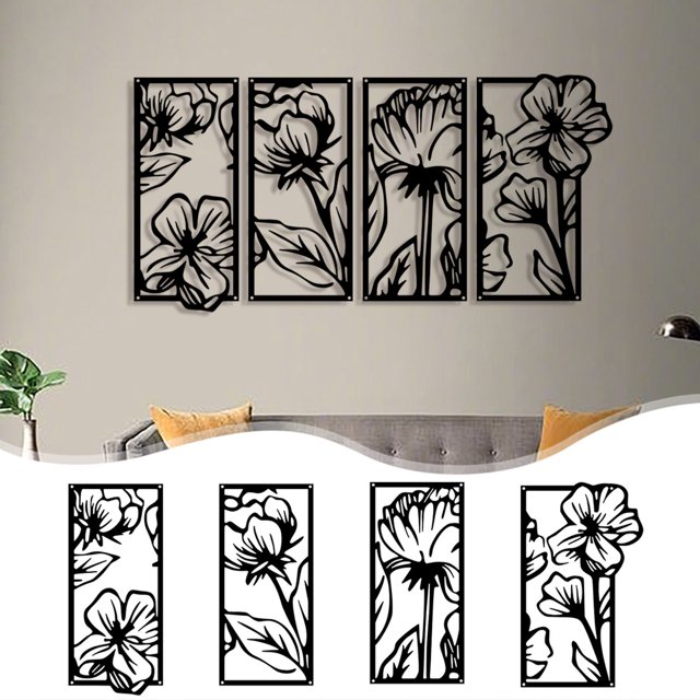 Sokhug Metal Wall Art, Tree of Life 4 Pieces, Metal Tree Wall Art, Tree Sign, Metal Wall Decor, Interior Decoration, Housewarming Gift, 4 Panels Wall Hangings