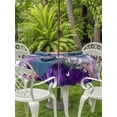 thumbnail image 3 of Outdoor Tablecloths with Umbrella Hole & Zipper, Purple Lavender Round Tablecloth 54 Inch, Spring Country Oil Painting Butterfly Flower Waterproof Table Cloth, Patio/Pool/Picnic Table Covers, 3 of 8