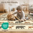 thumbnail image 4 of ODIKA 4'x6' Washable Area Rug Stain Resistant, Low Pile, Easy Care Boho Landscape Wilderness Forest Motif Border Vintage Woodland Cabin Flowing for Dorm Room, Small Living, 4 of 7