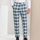 thumbnail image 1 of Pantalones rectos de corte recto con estampado de cuadros y bolsillos para hombre, pantalones casuales con botones, 1 of 7