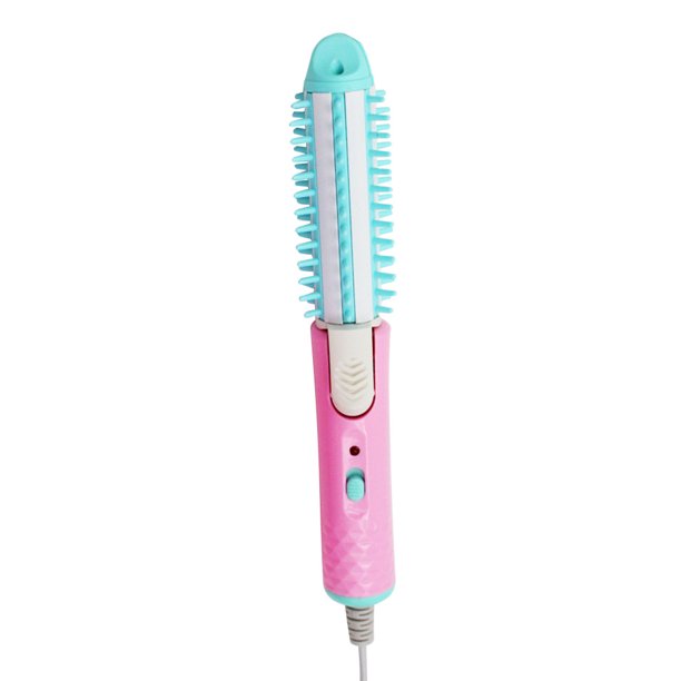 Toyella Mini 2 In 1 Electric Hair Curler Roller Curling Iron Brush Blue