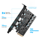 thumbnail image 2 of Tarjeta de expansión PCIE a tipo C Tarjeta adaptadora de computadora de escritorio sin unidad USB3.2 de 20 Gbps, eficiente y práctica., 2 of 5