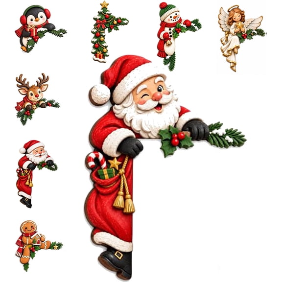 Clearance! 2PC Christmas Peekaboo Door Frame Decor, Door Corner Decor, Christmas Door Decorations (Santa)