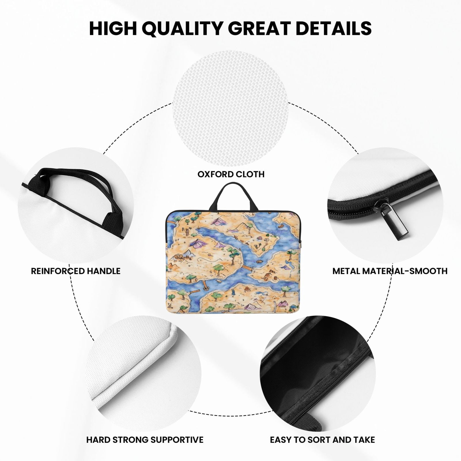Laptop Sleeve Bag For Women Men 14inch Waterproof Durable Protective Computer Carrying Cover Handle Laptop Case Bag Game Map