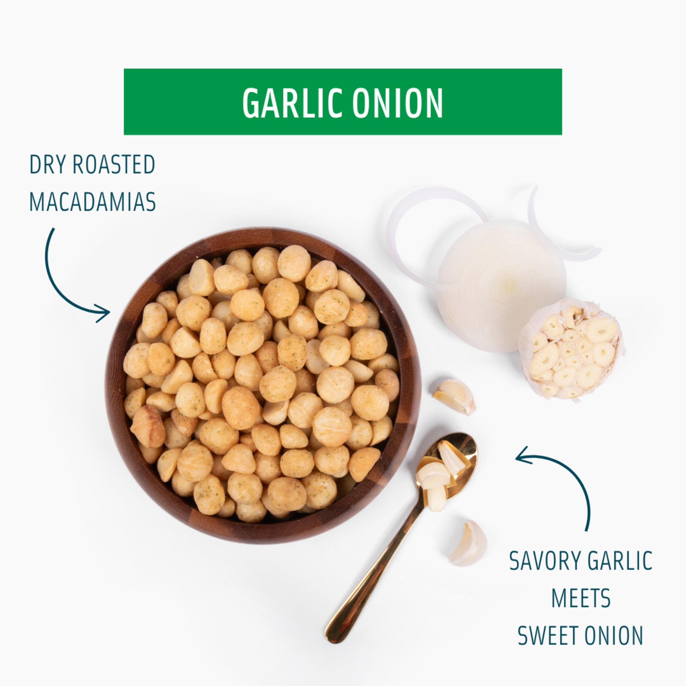 Mauna Loa Garlic Onion Macadamia Nuts - 0.5oz Pouch (100% Hawaiian)