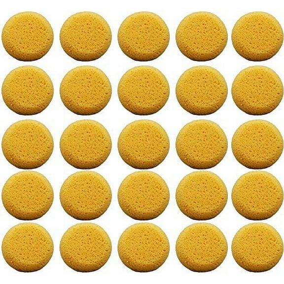 3 Inch Round Synthetic Sponges for Crafts, Painting, Pottery, Face Painting, Watercolors & Horse Tack Cleaning | 25 Pack