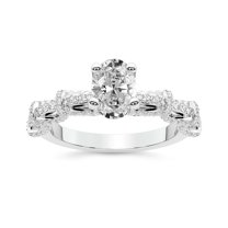 IGI Certified 2 Carat Oval Shape Lab Grown Diamond Engagement Ring | 14K White Gold | Ciara Petite Station Style Diamond Ring | FG-VS1-VS2 Quality Friendly Diamonds