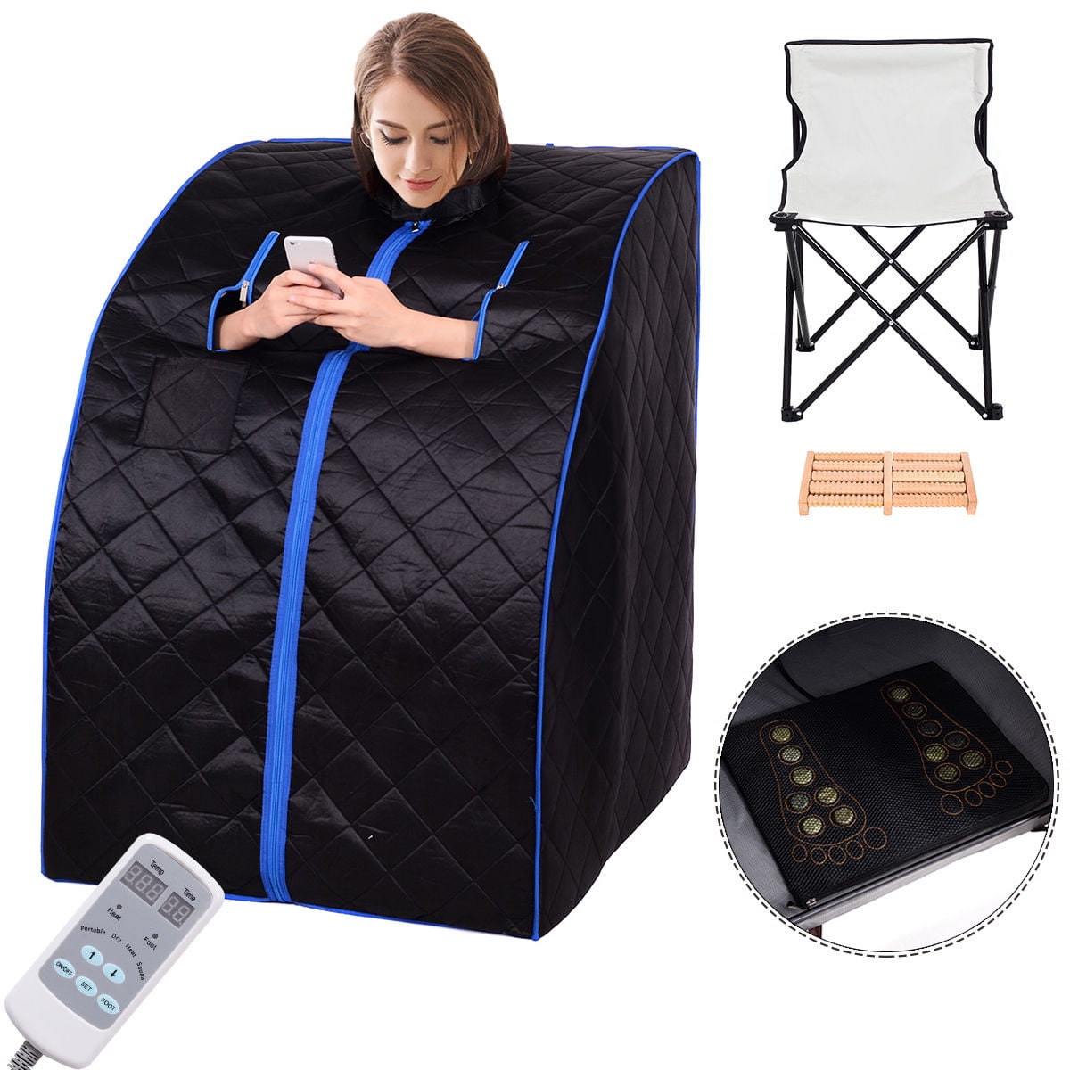 Costway Portable Far Infrared Sauna Spa Full Body Slimming Loss Weight Detox Therapy by Costway