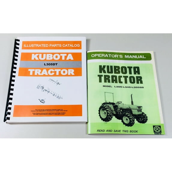 Kubota L305 L305Dt Tractor Operators Owners Manual Parts Catalog Set 4Wd 2Wd