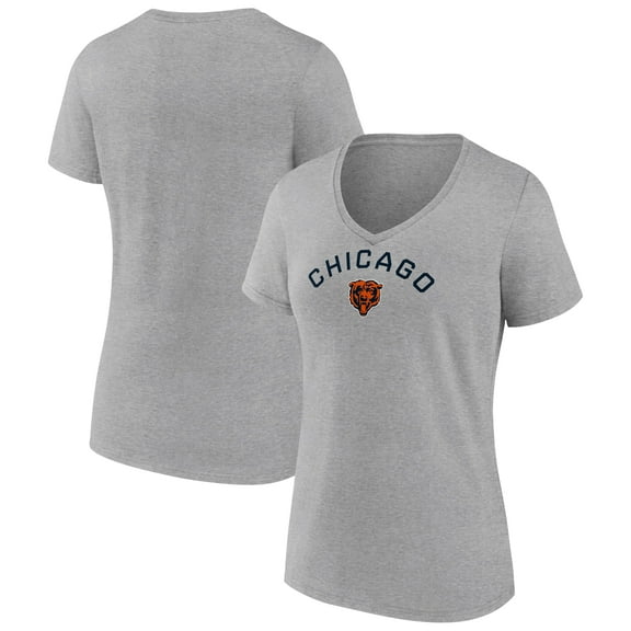 Women's Heather Gray Chicago Bears Team Arc V-Neck T-Shirt