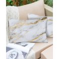 thumbnail image 4 of Waterproof Outdoor Throw Pillows with Inserts 12"x20" Set of 2, Gray Marble Soft Decorative Pillowcases for Couch Bedroom, Abstract Art Yellow Crack Pillow Covers for Sofa Living Room, 4 of 8