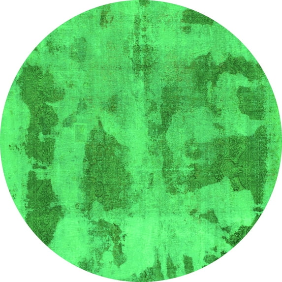 Ahgly Company Indoor Round Abstract Green Modern Area Rugs, 6' Round