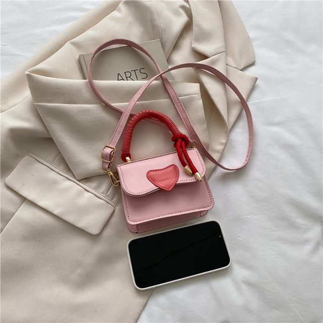 Bolsa Mini de hombro para mujer Love Heart Shape Leather Hit Color Crossbody Satchel Bag Tmvgtek Para Estrenar