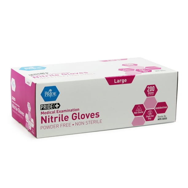 MedPride Nitrile Exam Glove - Lg- N/S - Powder Free - 10/200/cs ...