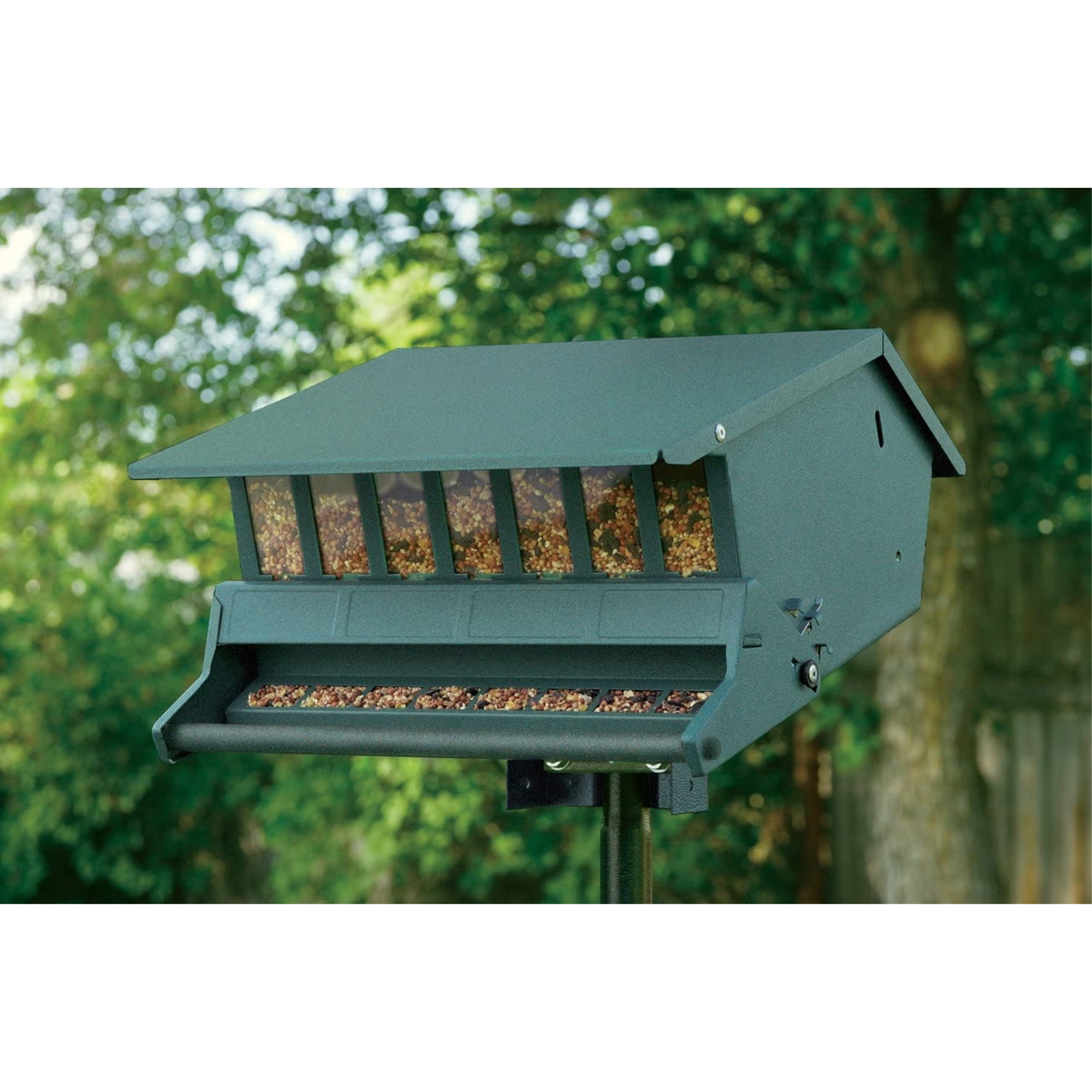 WoodLink Squirrel Proof Bird Feeder, Adjustable Weight,  Steel Body - Holds 9 Lbs - Green