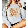 thumbnail image 3 of Trendy Mama Checkered Fall Sweatshirt for Women Orange Daisy Floral Sweater Gray Sweatshirt Adult Medium, 3 of 4