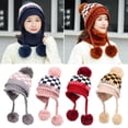 thumbnail image 6 of Hairball Bib Earflap Cap Female Knit Bonnet Winter Outdoor Riding Sets Knitted Beanies Hats Hat Scarf Set Beanie Caps Women Hat Scarf GREY HAT, 6 of 8