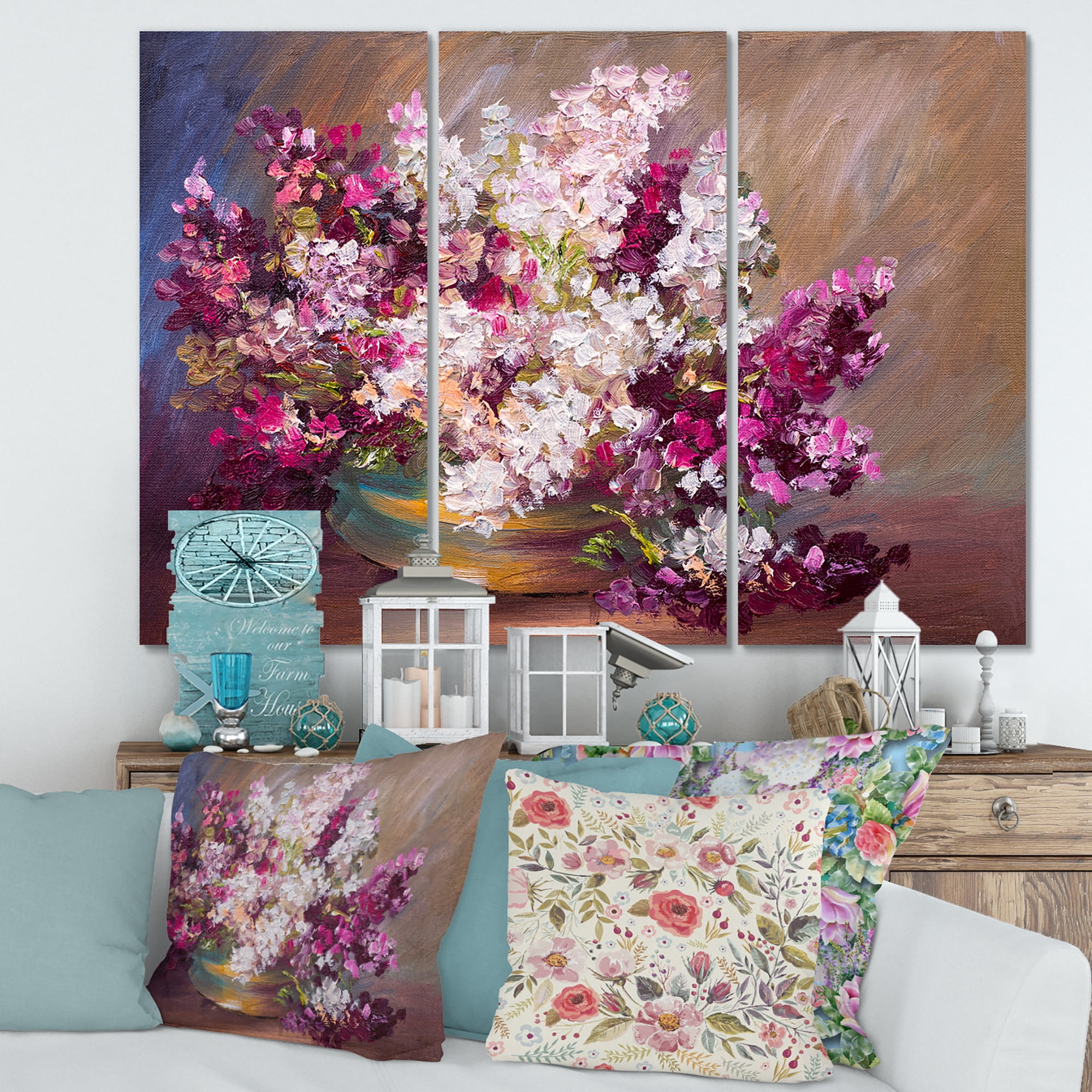 Designart ' Bouquet Of Still Life Lilacs ' Traditional Canvas Wall Art Print