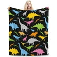 thumbnail image 6 of Types of Colorful Dinosaur Flannel Fleece Bed Blanket Throw Blanket Lightweight Cozy Plush Blanket for Bedroom Living Rooms Sofa Couch 50"x60", 6 of 6