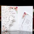 thumbnail image 2 of Tarjeta de invitación de boda cortada con láser elegante, tarjeta de felicitación, negocios personalizados con tarjeta RSVP, decoración de fiesta, azul y blanco, 50 piezas, 2 of 4
