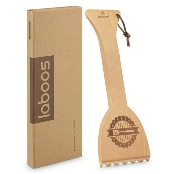 BBQ Beech Wood Grill Scraper for Grill Pans and Grills, Cleans the Top and Middle, Suitable for Trailer Grills