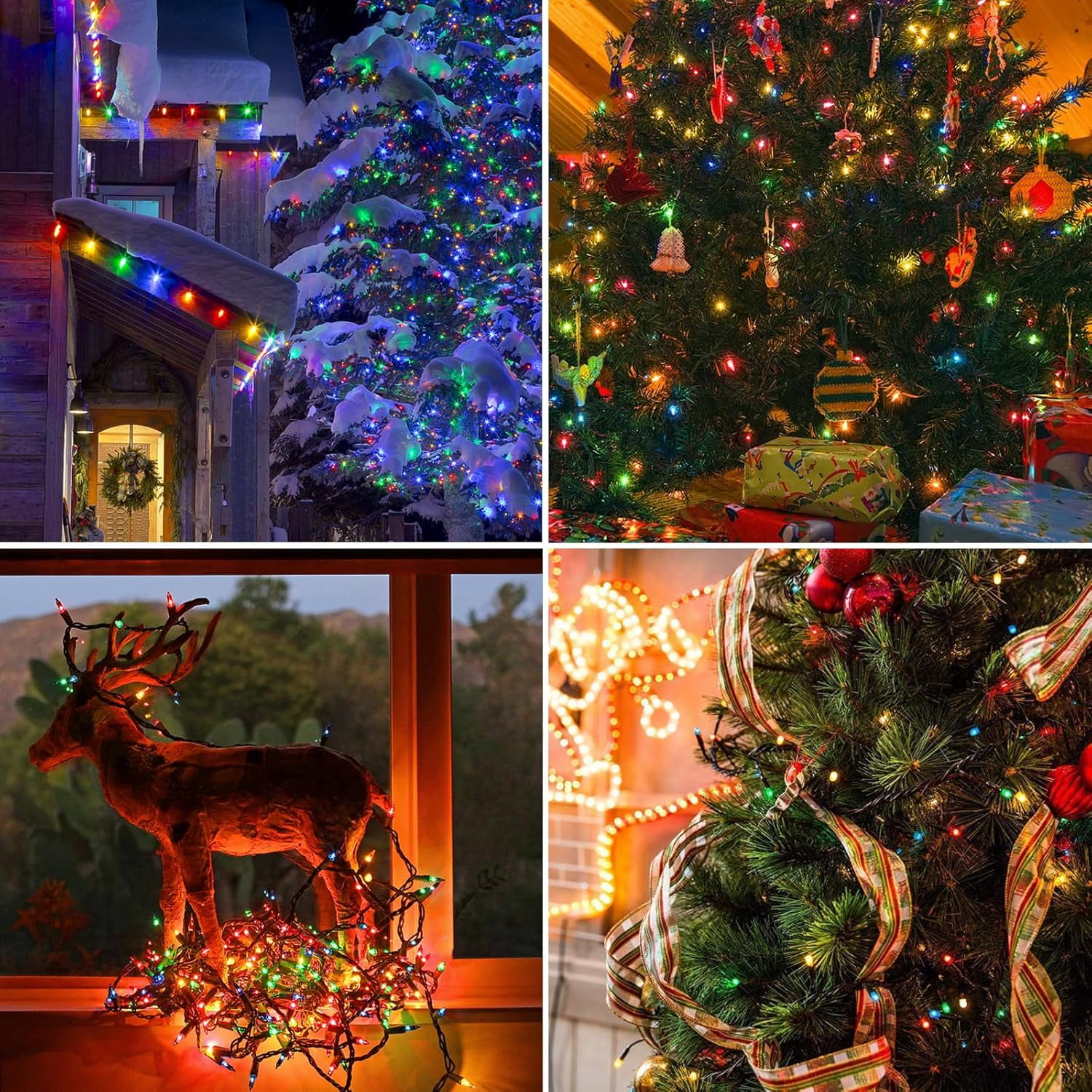 Battery Operated Christmas Lights, 33 FT 100 LED Mini String Lights with Timer and 8 Modes, Green Wire Outdoor Waterproof String Lights for Tree Xmas Indoor Holiday Party Garden Decor, Warm White