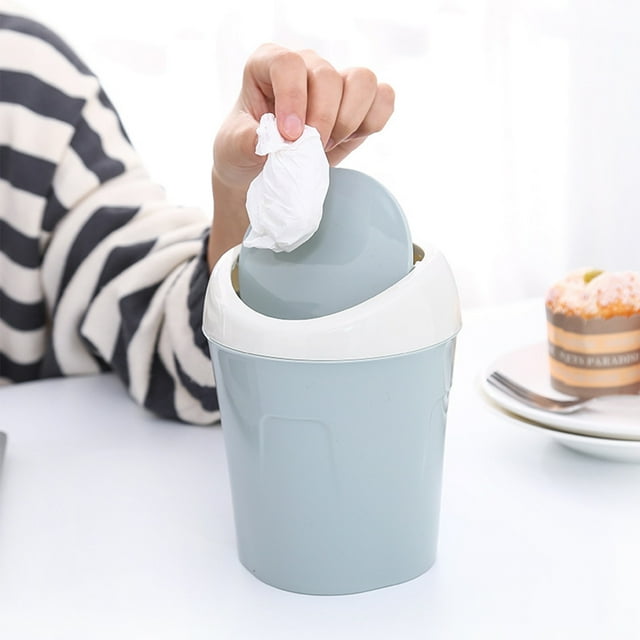 Dvkptbk bathroom trash can Mini Desktop Trash Can Home Kitchen Desk Trash Can with Lid Debris Storage Cleaning Push-type Double Bucket Hidden Garbage Bag