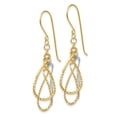 thumbnail image 2 of Primal Gold 14 Karat Two-tone Diamond-cut Tear Drop Shepherd Hook Earrings, 2 of 5