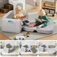 thumbnail image 2 of Toddler Sofa Chair with Reinforced Armrests – 2-in-1 Kids Couch & Bed, Flip Open Folding Design with Side Pocket, Soft & Sturdy for Boys and Girls,Grey, 2 of 10