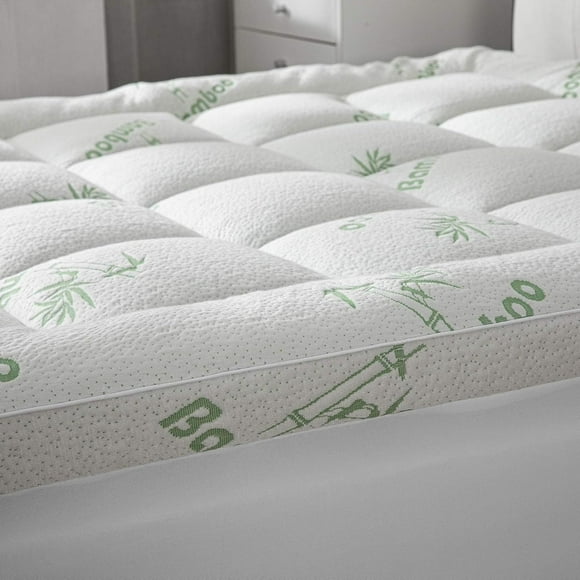 Twin XL (39x80 inch) GreenCooling Mattress Topper - King Size | Plush Pad Mattress Topper for Back Pain Relief, 8-21" Deep Pocket | Viscose Made from Bamboo Pillow Top | Bedroom Essentials