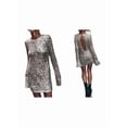 thumbnail image 3 of Robe pour Femmes Grande Taille Découpée Manches Longues Robe Moulante Courte Robe de Cocktail Brillante Argent m, 3 of 7