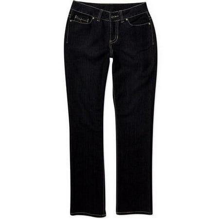 Faded Glory - Women's Petite Rhinestone Embroidery Straight-Leg Jeans