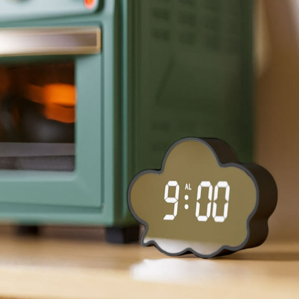 Xihbxyly Despertador con Forma de Nube, Pantalla Led Grande, Función de Activación Por Voz, Diseño Digital Multifuncional, Hora y Temperatura Precisas, Modo de Ahorro de Energía, Blanco, Tamaño 13 X
