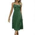thumbnail image 1 of Femmes Été Robes Sans Manches Spaghetti Sangle Point Imprimé Midi Robe Fendue Ourlet Décontracté en Vrac Robe de Soleil, 1 of 9