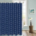 thumbnail image 3 of Fabric Shower Curtain, Boho White Striped Farmhouse Style Navy Blue Bathroom Curtain with 12 Hooks Waterproof No Bad Odor Machine Washable Bath Curtains for Bathroom, Spa Room, 60"x72", 3 of 6