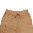thumbnail image 4 of Men's Casual Business Linen Pants Outdoor Hiking Pants Drawstring Elastic Waist Pants Solid Color Pocket Cargo Pants with Flag Label Yellow M, 4 of 8