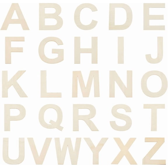 1 Set A-Z 26 Large Wood Letter Unfinished Wood Cutouts Unfinished Wood Alphabet for Home Wall Decor DIY Crafts Painting Wedding Birthday Party Decoration Yellow