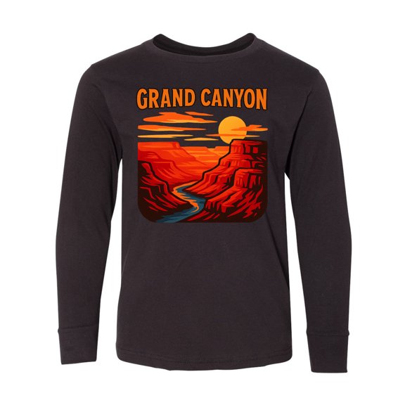 Inktastic Grand Canyon Sunset Illustration Long Sleeve Youth T-Shirt