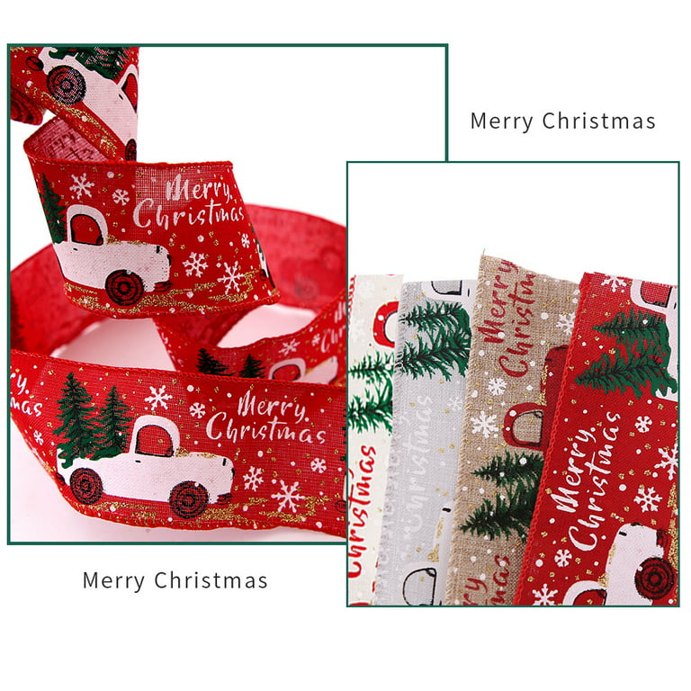 Christmas Ribbon Set, Holiday Grosgrain Ribbons for Gift Package Wrapping -  pattern:D 
