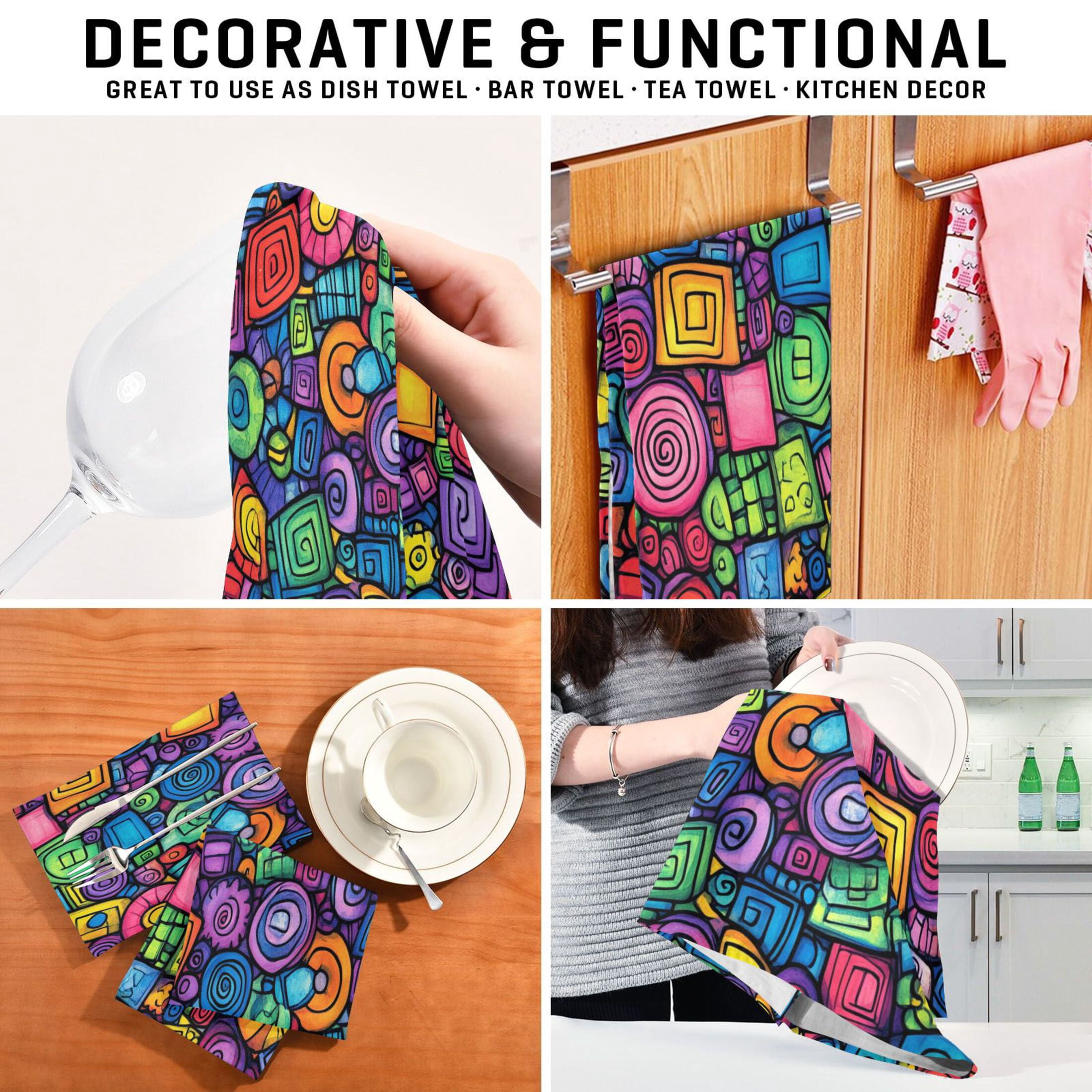 Creativity Images Kitchen Towels 6-Piece Pack Tea Towels for Kitchen Decorative Waffle Design 28x18in