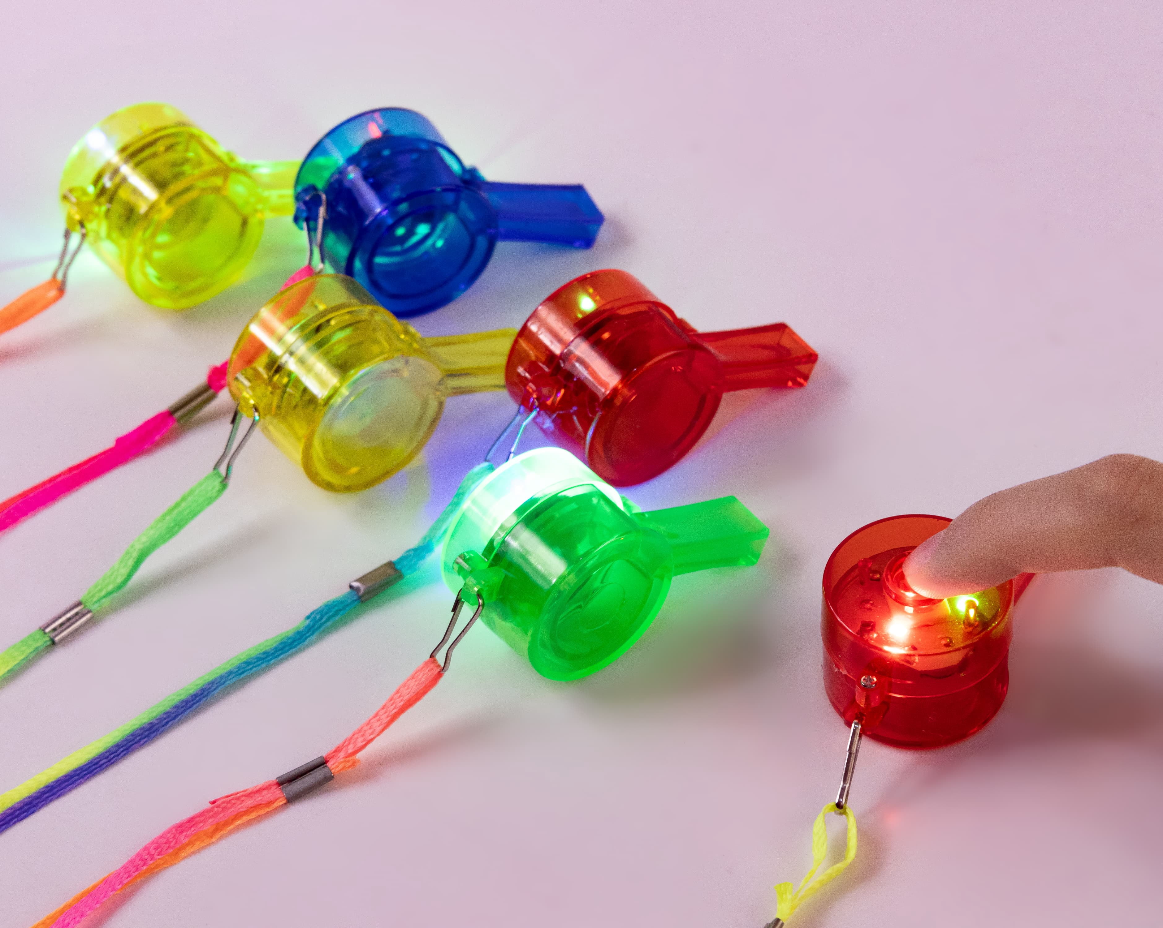 Way To Celebrate Light Up Flashing Whistle Party Favors, 6 Count LED Whistles with Lanyard