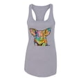 thumbnail image 3 of Dean Russo The Pig Animal Lover Ladies Racerback Tank Top, Heather Grey, Medium, 3 of 6