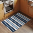 thumbnail image 2 of 2x3 Ft Entryway Area Rug, Blue Beige Striped Kitchen Rug Runner Washable Floor Mat, Modern Stripes Art Farmhouse Non Slip Indoor Door Mat Throw Carpet for Bathroom Living Room Bedroom, 2 of 8