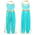thumbnail image 2 of iiniim Kids Girls Shiny Sequins Princess Carnival Jumpsuit with Choker for Theme Party A Light Blue 10, 2 of 7