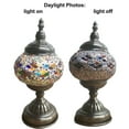 thumbnail image 4 of Silver Fever Handcrafted Mosaic Turkish Lamp Moroccan Glass Table Desk Bedside Light Bronze Base with E12 Bulb Multicolored Glass MosaicDark Purple Wave, 4 of 8