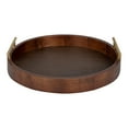 thumbnail image 2 of Kate and Laurel Lipton Mid-Century Modern Round Wooden Tray, 15.5" Diameter, Dark Walnut Brown with Gold Handles, Decorative Accent Tray for Storage and Display, 2 of 5