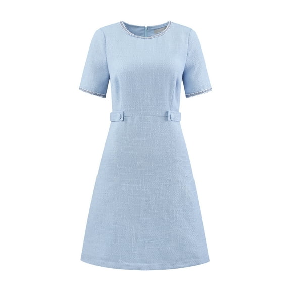 DARING DIVA Tweed Elegant A-Line Dress S Light Blue