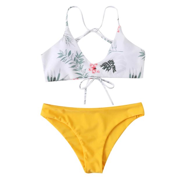 Mujeres verano moda patchwork impreso tanque sexy dos piezas bikini traje de baño traje de baño Fridja nalpqowj50788