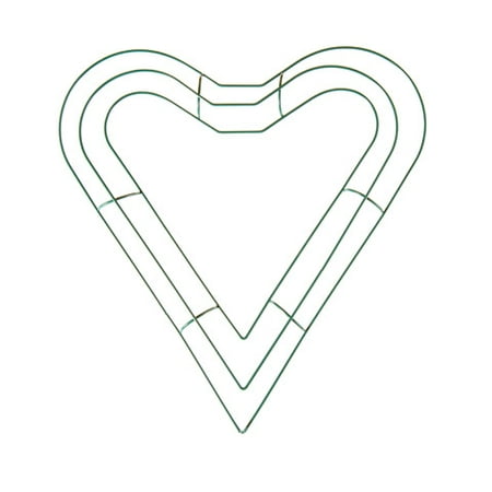 Berry Heart Wreath - Heart Shaped Wreath Form: 15 x 16.75 inches, Green Wire Frame