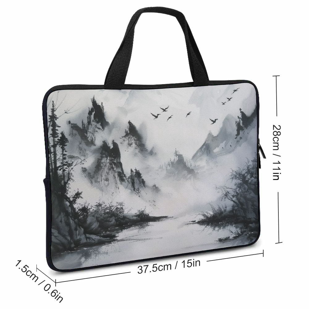 JRXY Birds Mountains Mist Neoprene Laptop Bag Diving Fabric Tablet Cover Protective Handle Case 15inch